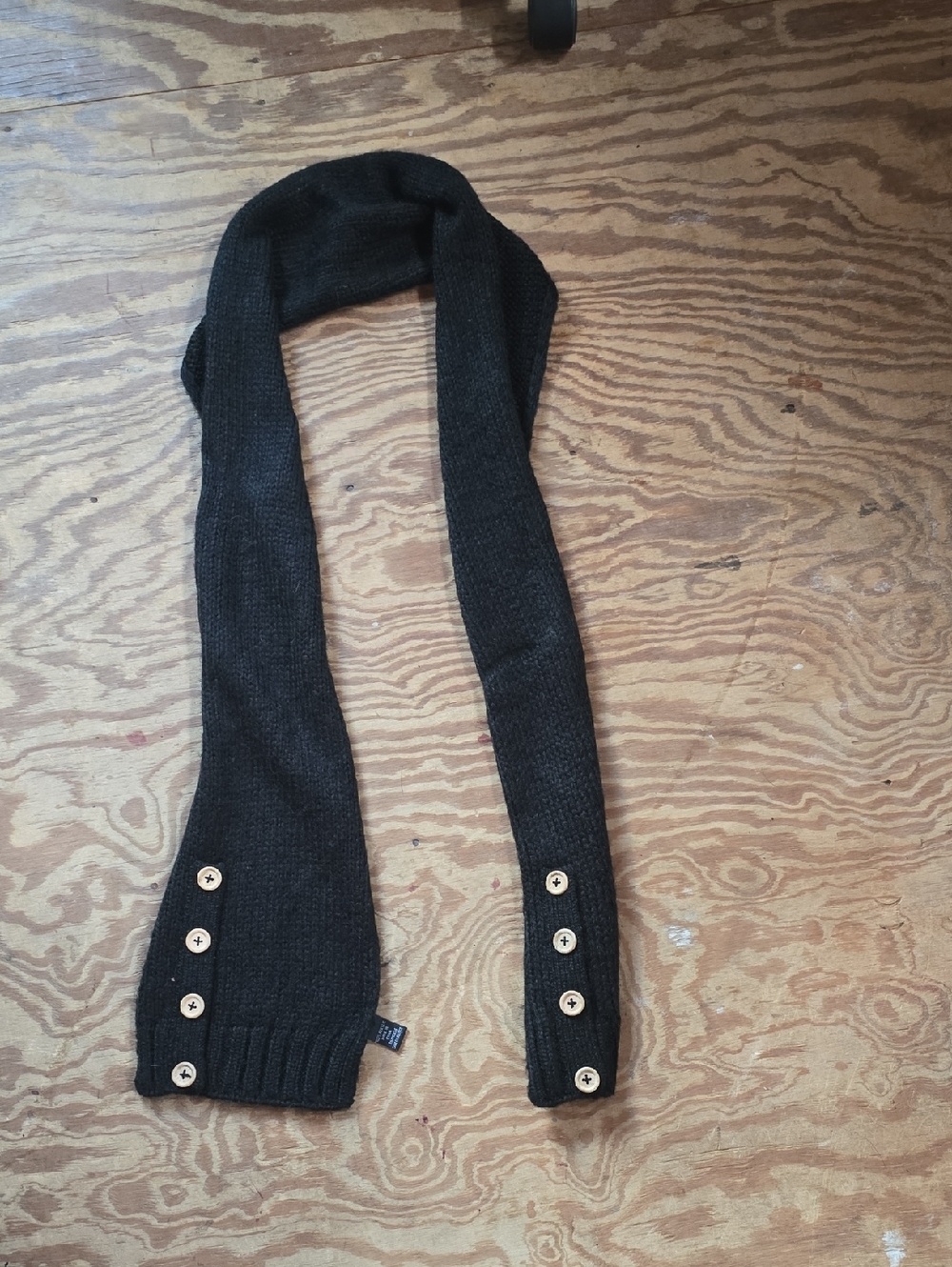 Black Knit Button-Accent Scarf